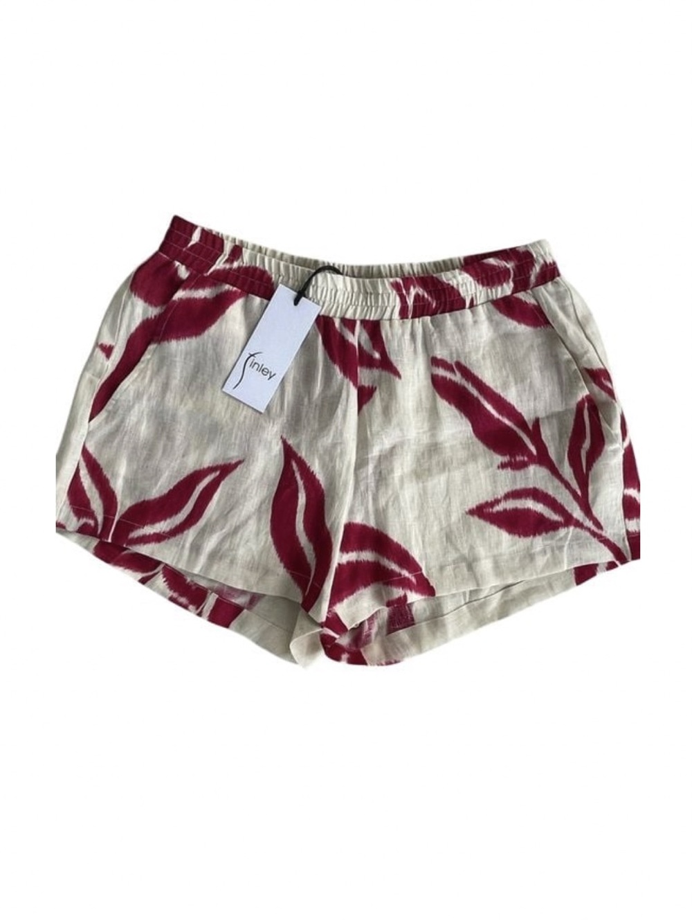 Finley Batik Print Seaside Linen Shorts Natural Raspberry NWT (XS)